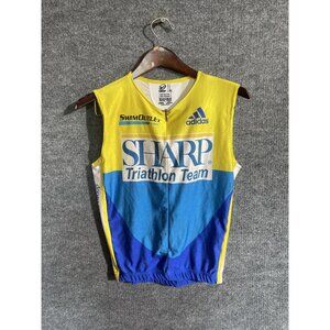 Verge Triathlon Jersey Tank Mens XL Blue Yellow Full Zip Sharp Cycling Team